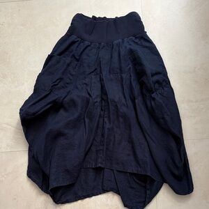 Neiman Marcus Navy Blue Linen Bubble Skirt